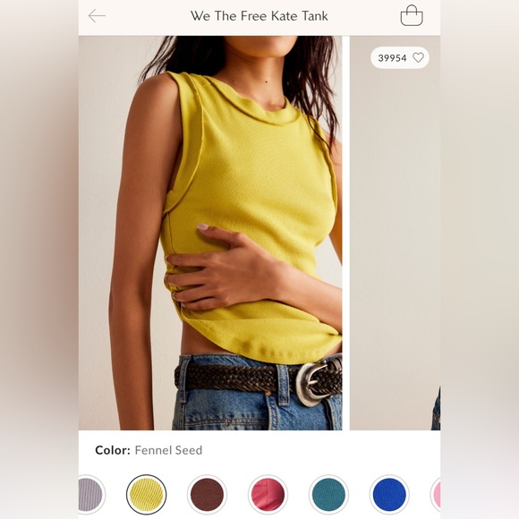 NWOT Free People We The Free Kate Tank - Fennel Seed chartreuse - medium - Picture 5 of 8